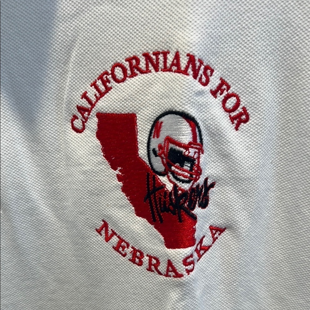 Never worn Anvil White Polo Shirt with Red Embroidery - Picture 3 of 4